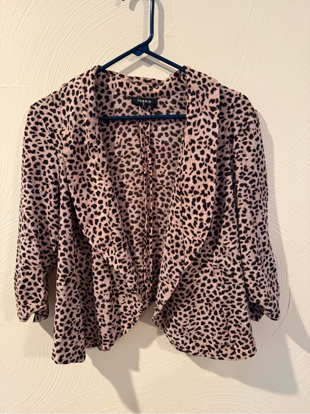 Torrid Pink Leopard Print Draped Open Front Top